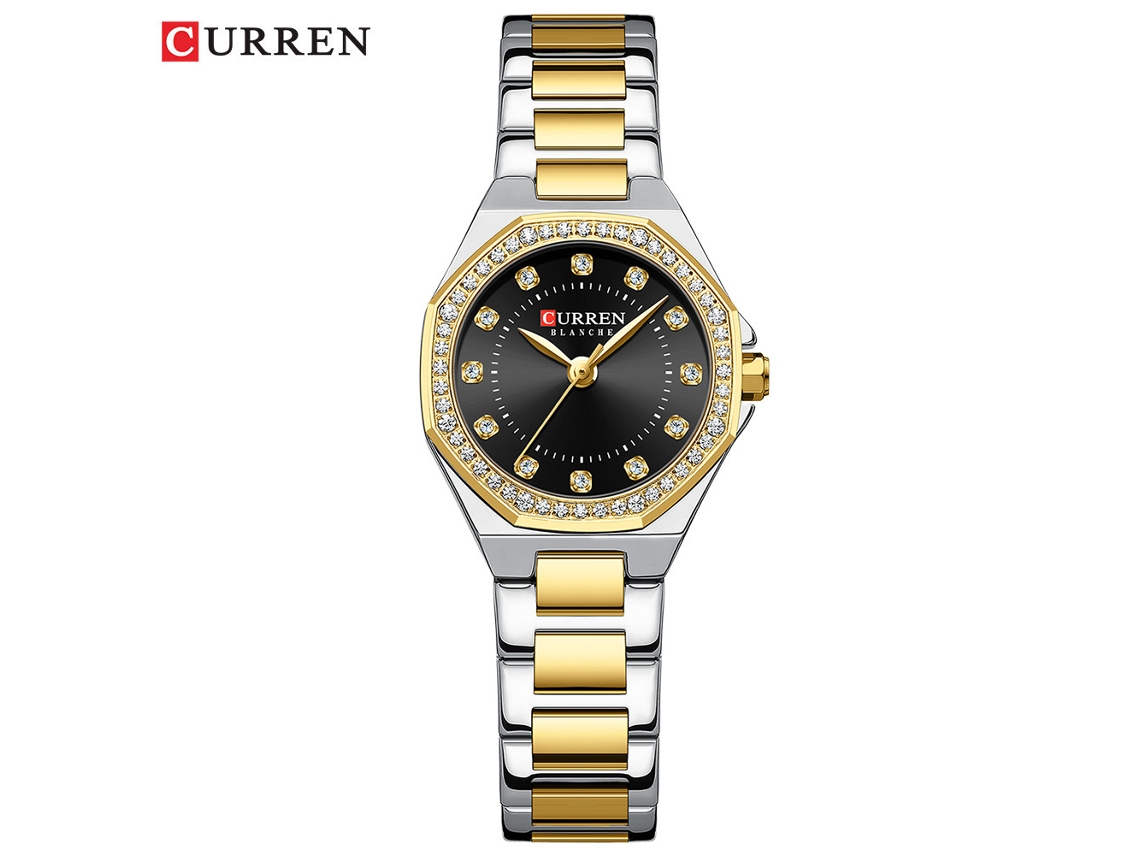 Relógio Feminino Elegante Com Strass, Mostrador Octogonal E À Prova D'água.