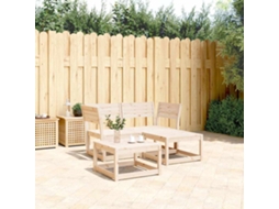 Vidaxl 3 Pcs Conjunto Sofás De Jardim Madeira De Pinho Maciça