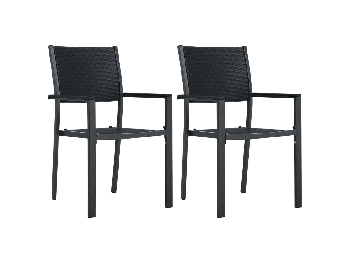 Cadeiras Jardim 2 Pcs Plástico Preto Aparência Vime Dkd Home Decor