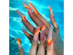 1 Peça de Tips para Unhas Modelo W057 com Linhas Vermelhas Geléia Incluída AURUM