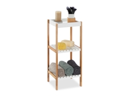 Relaxdays Prateleira De Banheiro Com 3 Andares, Independente, Bambu, Mdf, Hbt: 72x30x29 Cm, Natural/branco