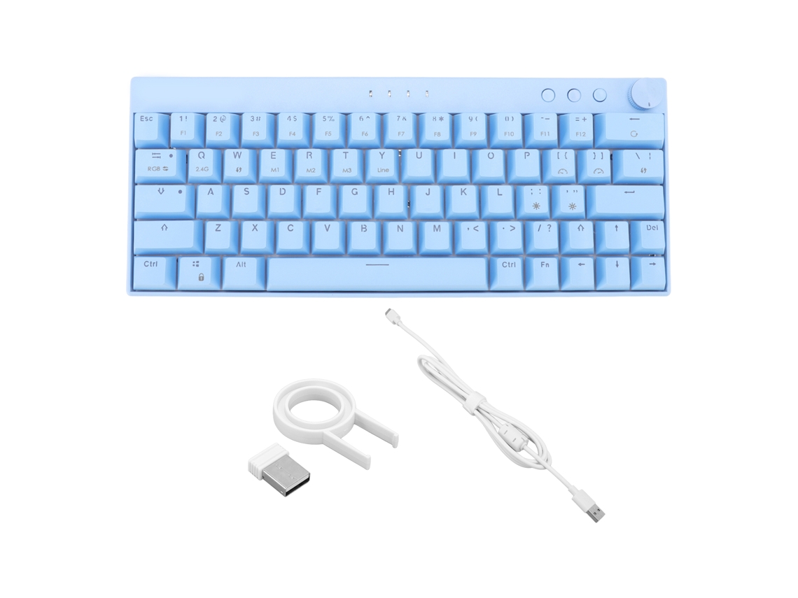 Teclado Mecânico Sem Fio 3 Modos Com 64 Teclas