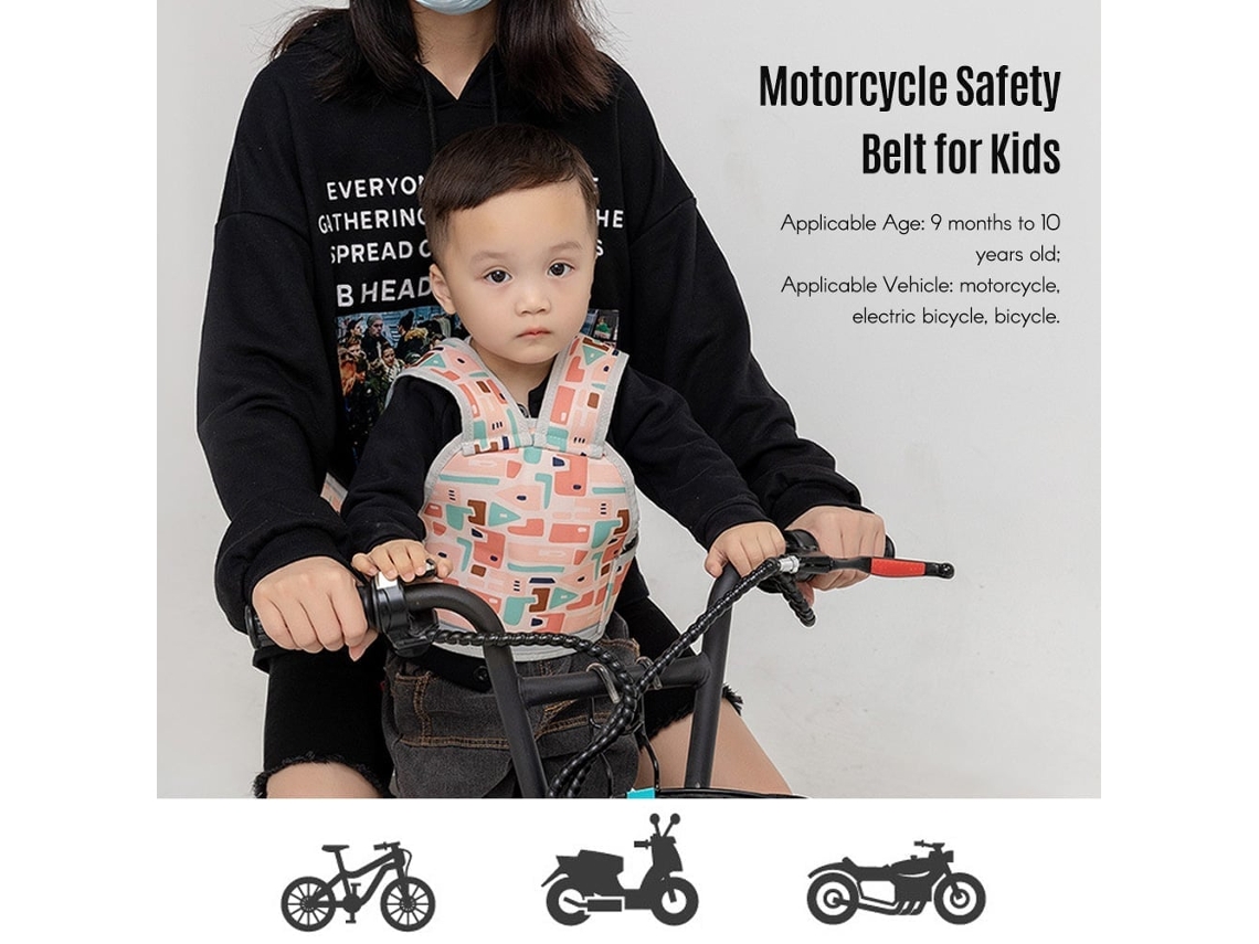 2026 cinto de Segurança para Crianças em Motocicleta e Bicicleta Elétrica, Arnês de Segurança Infantil