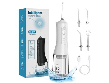 Irrigador oral elétrico portátil de 4 modos, de longa duração e limpeza profunda, modelo QTL6, branco, Baykar