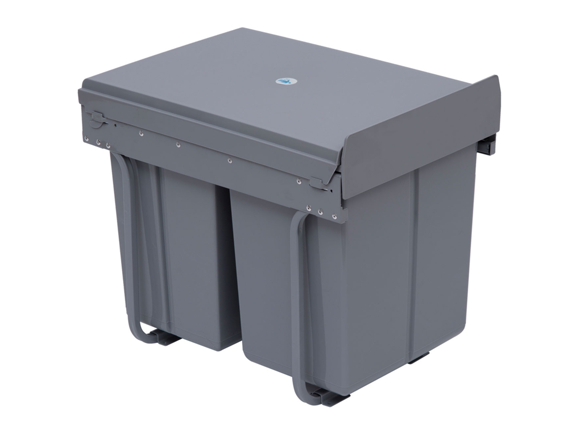 Cubos de Lixo para Cozinha com 3 Recipientes de Reciclagem Removíveis 1x20l e 2x10l Metal e Plástico 48x34.2x41.8cm Cinza BTFORUS