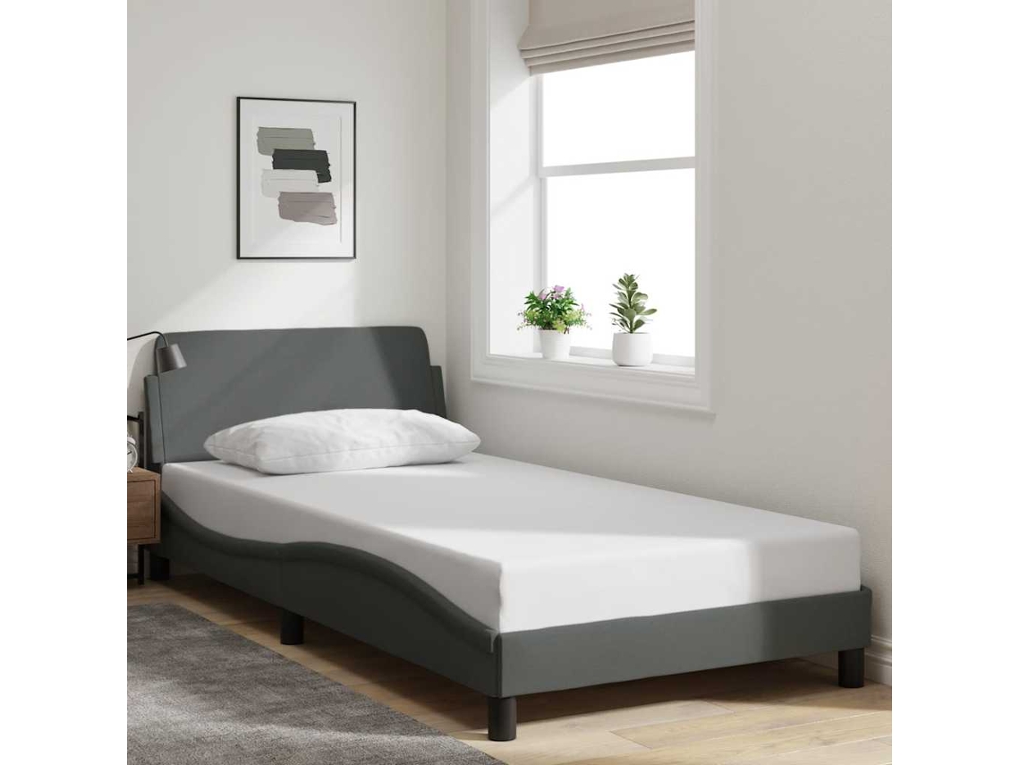 Vidaxl Estrutura de Cama Dover 100x203 Cm Tecido Cinzento escuro