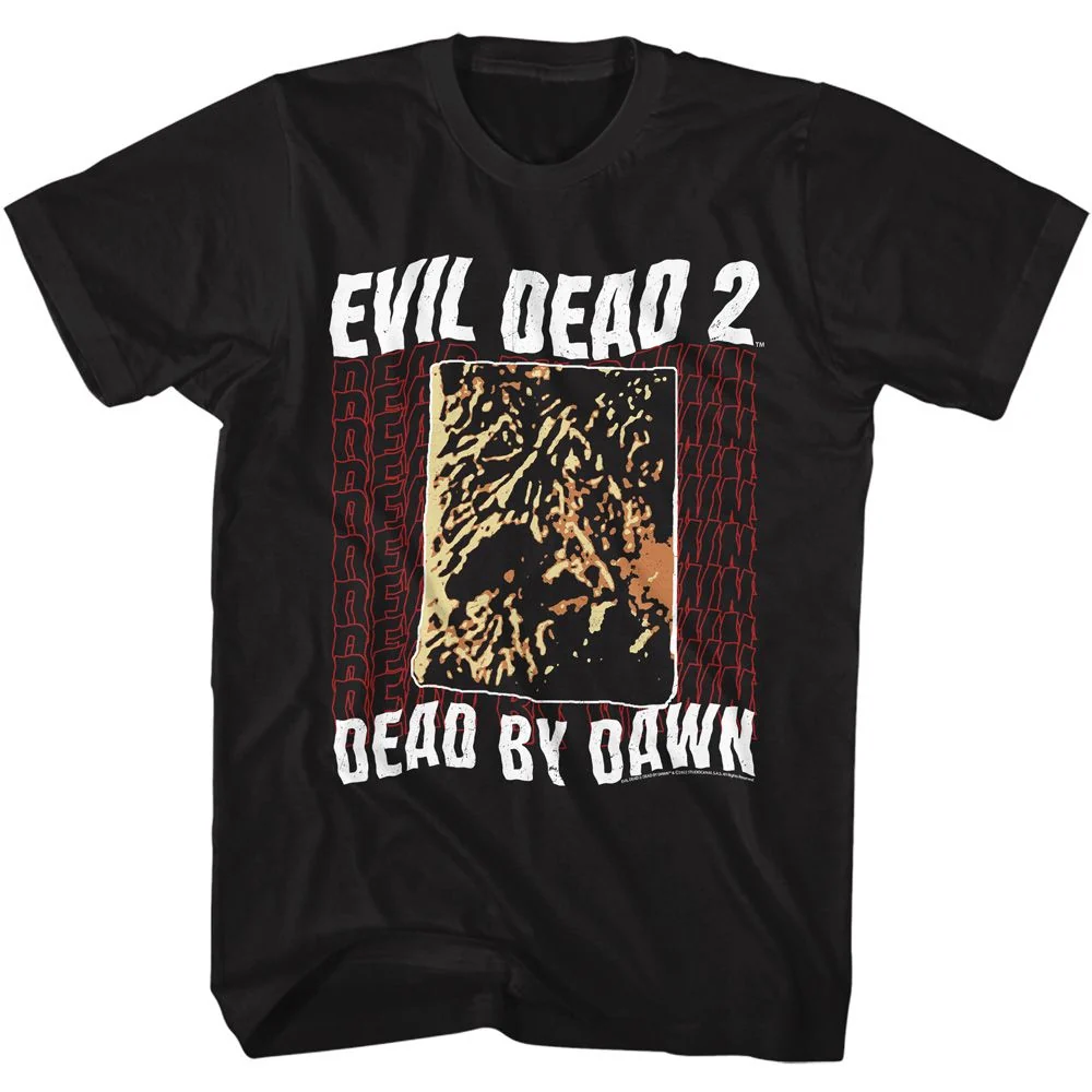 Rockinstone Evil Dead Dead By Dawn Repeating Black Adult T-shirt Size:xxl