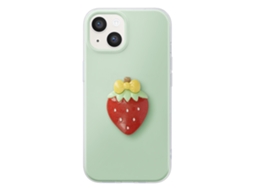 Capa Para Iphone 15 Com Motivo Morango Em Relevo 3d E Borda Elevada