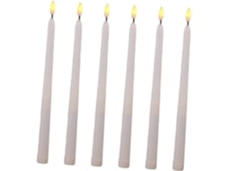 Conjunto De 6 Velas Decorativas De Led Com Haste Longa E Acabamento Brilhante, Ideais Para O Halloween E Festas.