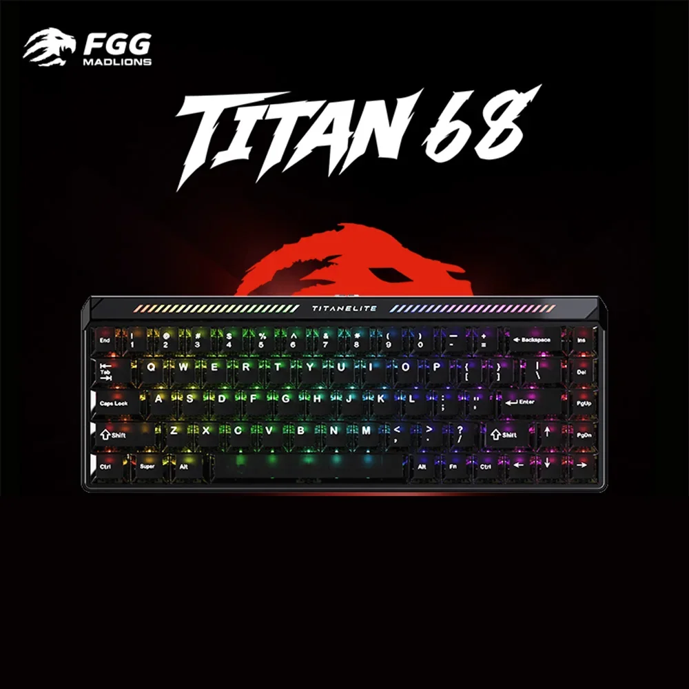 (preto) Teclado Mecânico Gamer Rgb De 68 Teclas Hot-swappable Com Três Modos