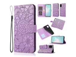 Capa De Couro Com Estampa De Girassol Em Relevo, Formato Flip Horizontal, Para Samsung Galaxy A91, Com Suporte, Compartimentos Para Cartões, Carteira