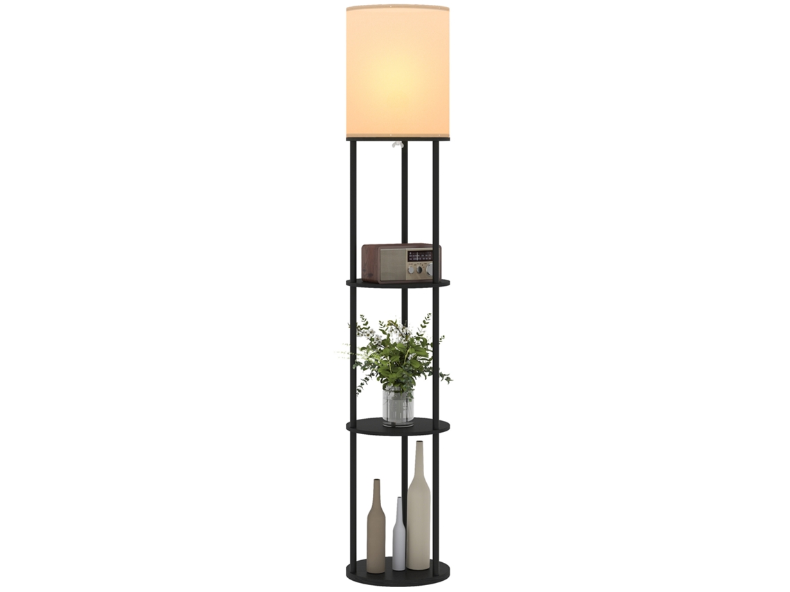 Candeeiro de Pé Mdf, Metal e Tecido Cor Preto Ø29x158 cm Homcom