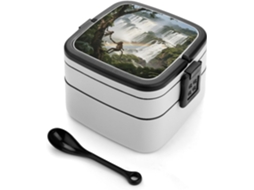 Marmita Bento De Camada Dupla Com Estampa Das Cataratas Do Iguaçu E Da Floresta Tropical, Para Adultos, Com Colher E