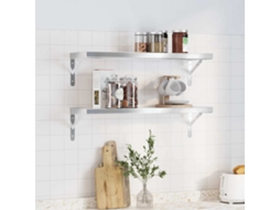 Vidaxl Prateleiras De Parede 2 Pcs 75x23,5 Cm Aço Inoxidável Prateado