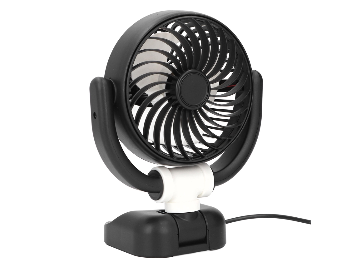 Ventilador de carro USB, cabeça única, dobrável, rotação de 360°, 2 velocidades, painel DC 5V