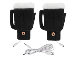 2026 luva Aquecida por Usb para Homem e Mulher com Modo de Dedos Completos e Meio, Aquecimento Duplo Lavável para Inverno