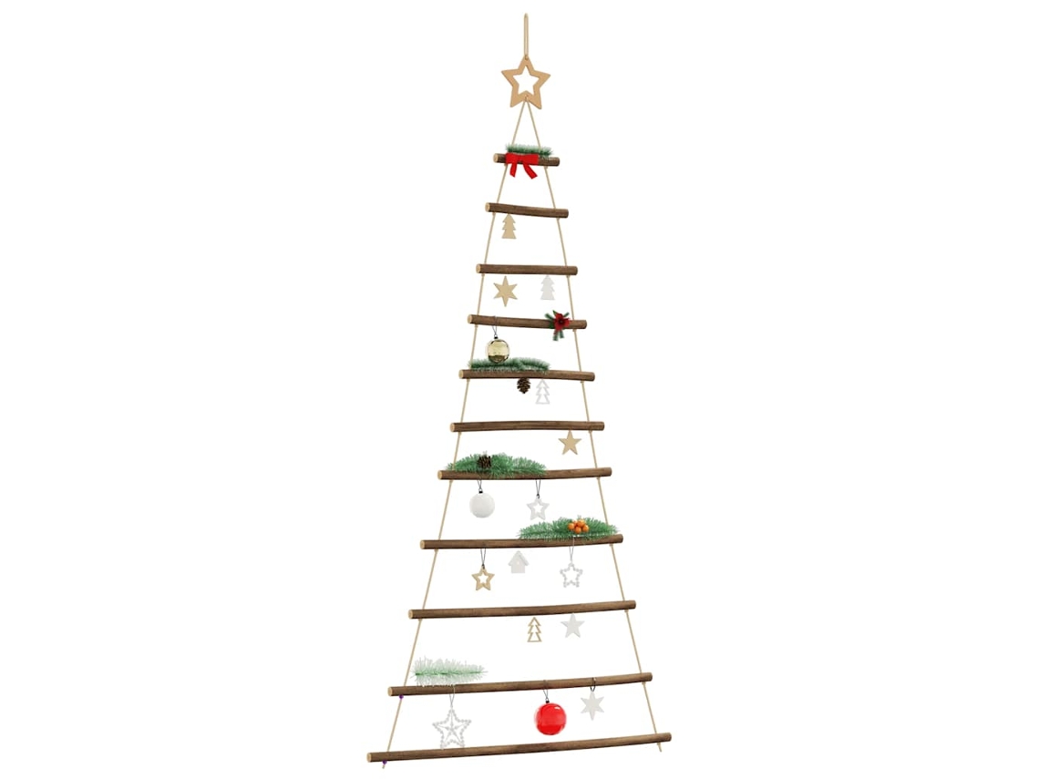 Vidaxl Árvore De Natal Suspensa Com Estrela No Topo 74x150 Cm Galho Natural