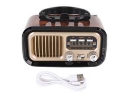 Rádio Retro Com Alto-falante Bluetooth Cartão De Memória Usb Solar Portátil Am Fm Preto