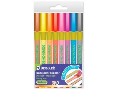 Estojo 8 Marcadores Bicolor Ouro-Néon-Pastel