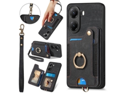 Capa De Celular Tipo Carteira Com Rfid E Vários Cartões Com Toque De Pele Retrô
