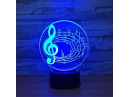 Lâmpada De Mesa 3d Com Efeito De Ilusão Led Nota Musical 7 Cores Mudanças Luz Noturna
