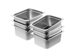 Conjunto De 6 Recipientes Gn 1/2 Em Inox, Profundidade 14,8cm Para Fornos E Bain Marie Tekmaquinas