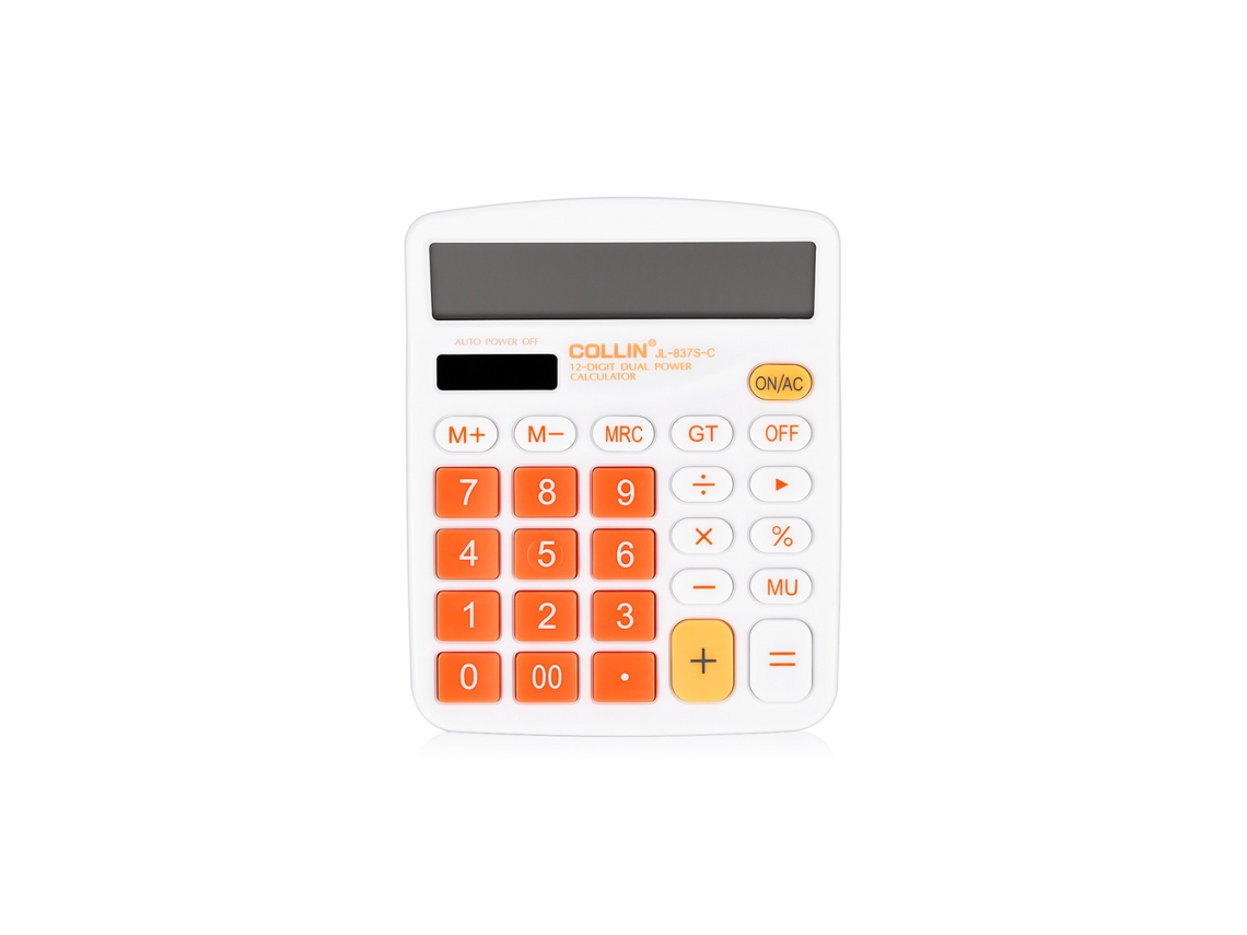 Calculadora Estudantil 12 Dígitos Lcd Laranja