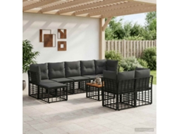 Vidaxl Conjunto De Sofás Para Exterior 10 Unid. Preto E Cinza Escuro