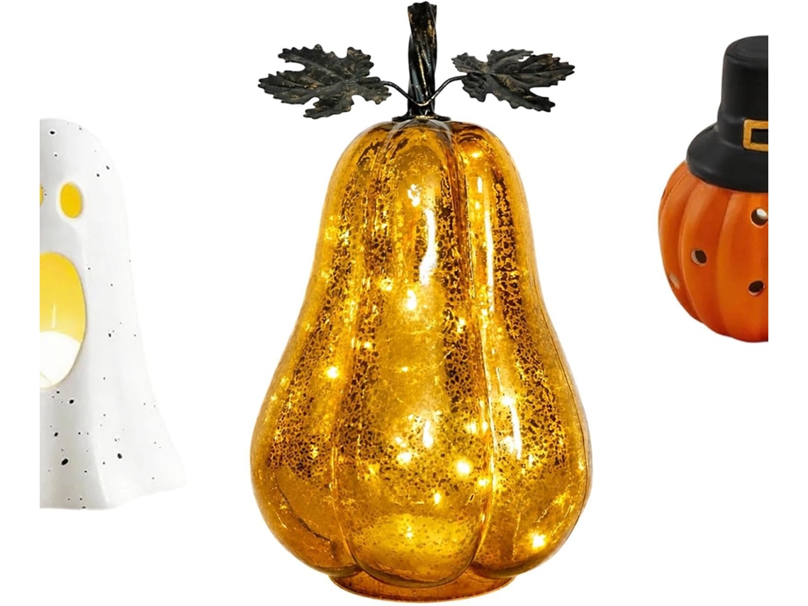 Luminária De Vidro Com Luzes Decorativas Para Outono E Halloween |