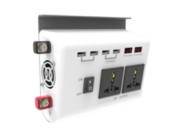 Inversor de Corriente para Automóvel com 4 Portas Usb 2.1a e 2 Saídas Ac, Conversor Dc12v para Ac220v, Cabo de 42.4cm, Branco