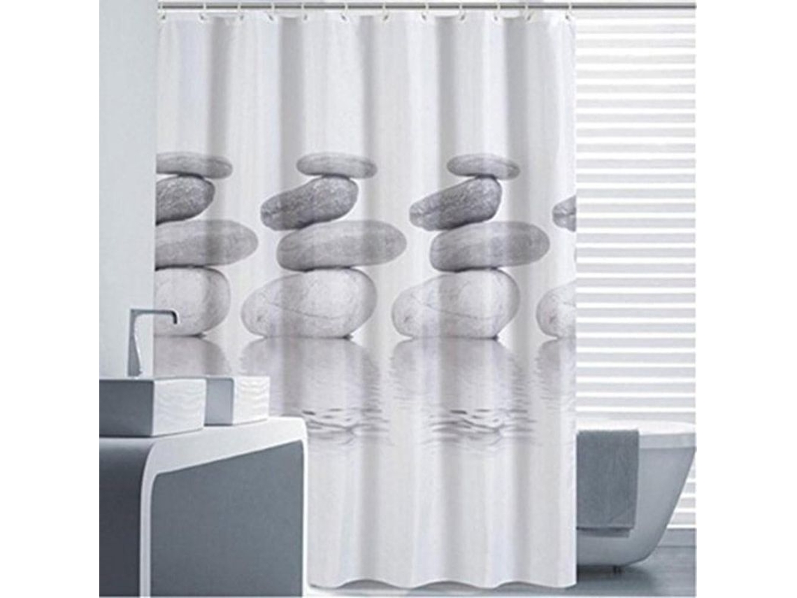 Cortina De Ducha Textil 200x200 Cm Gris Antihongos Repelente Al Agua Resistente Molde 100% Poliéster Con Anillos