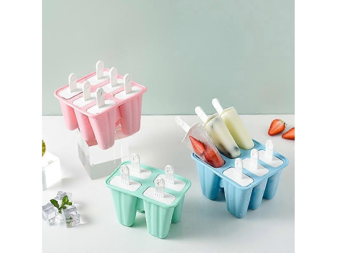 Moldes De Sorvete De Silicone Com 6 Formas Reutilizáveis E Palitos Para Diy Comida