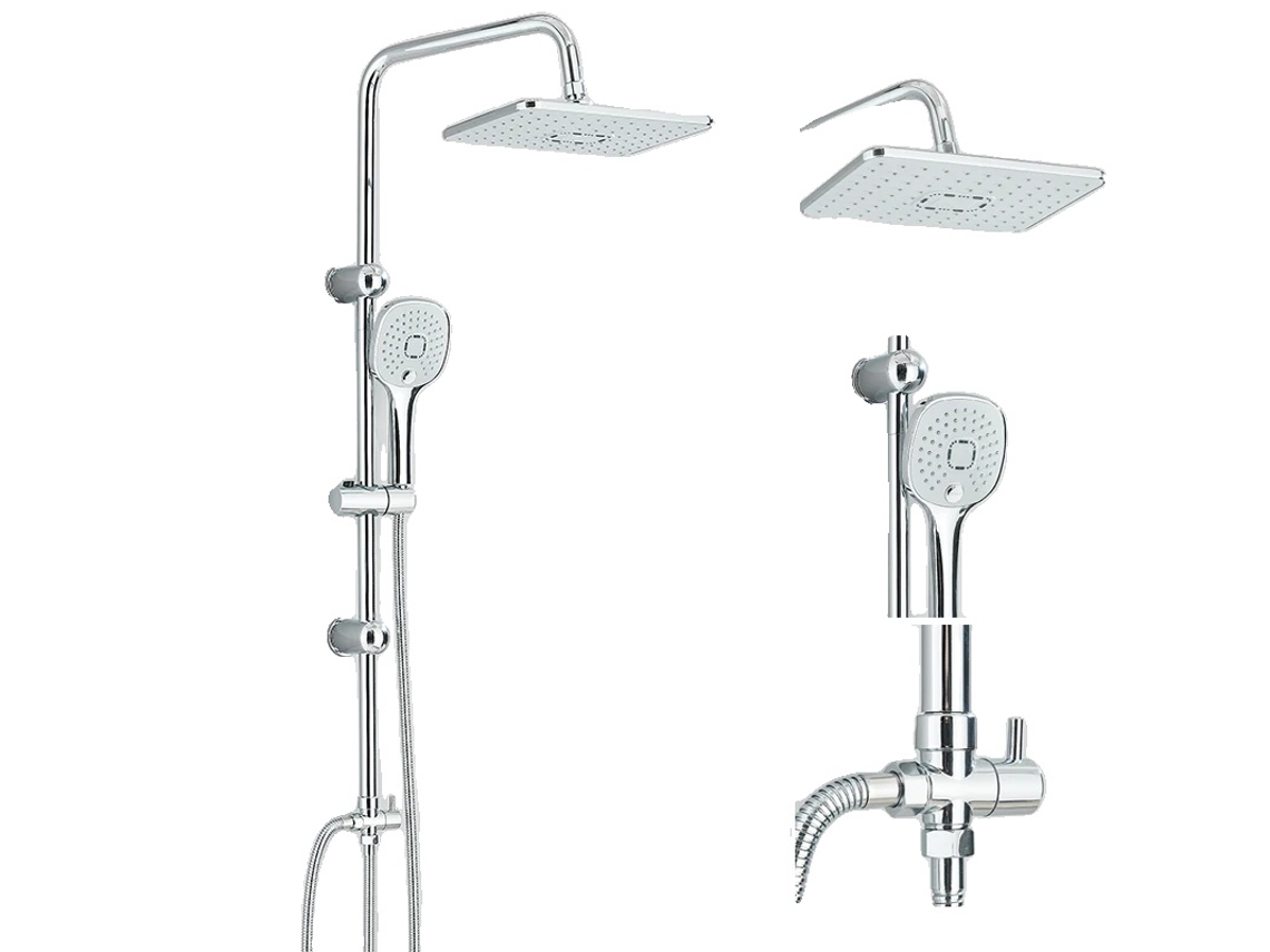 Conjunto De Torneira De Chuveiro De Banheiro Em Cromo, Design Contemporâneo, Altura Ajustável,chrome Oem