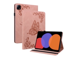 Capa Pad Borboleta Relevo Para Xiaomi Xiaomi Pad 6 11.2 2023 Porta-cartão Borboleta Em Relevo Fosco Flliberté Com Porta-cartões Retro Rosa