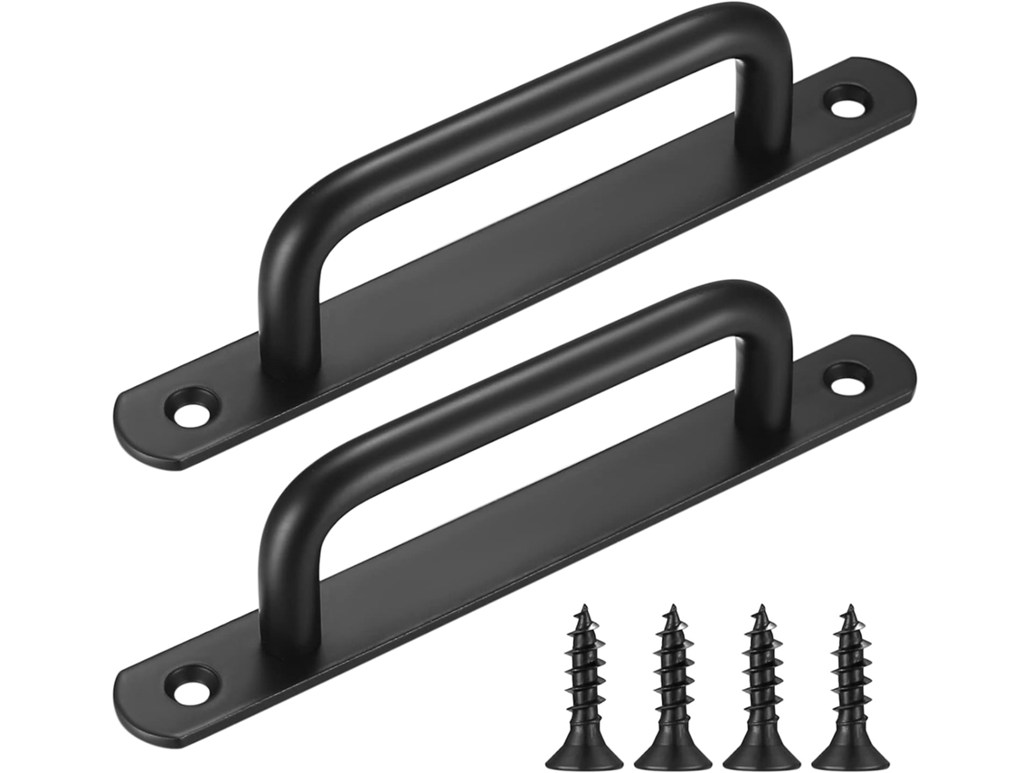 Puxador De Porta Anticorrosivo, Puxador Para Móveis De Uso Geral, Revestimento Preto Fosco Resistente, Design Com Cantos Arredondados, Fácil De Usar
