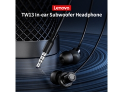Fone De Ouvido Intra-auricular Com Fio Lenovo Tw13 De 3,5mm, Subwoofer, Microfone Hd E Design Ergonômico