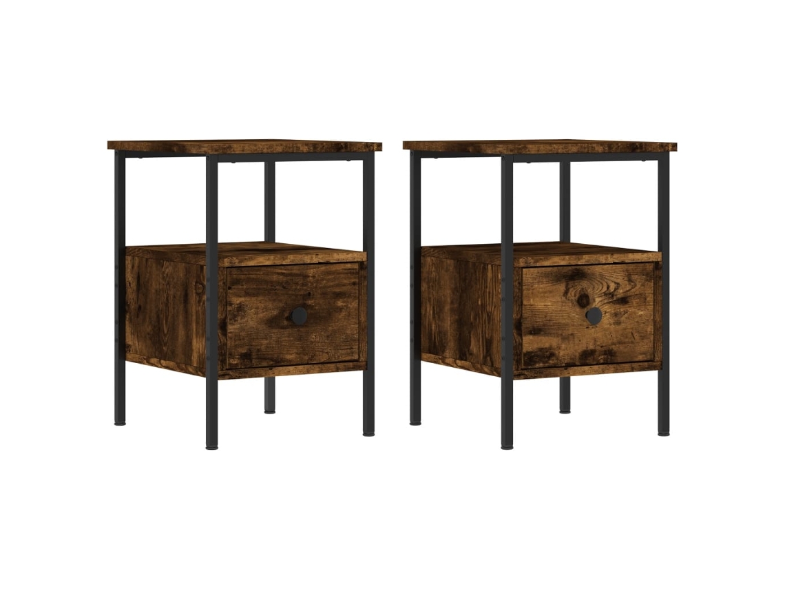Conjunto de Mesas de Cabeceira 2pcs Derivados de Madeira Carvalho Fumado MAISON EXCLUSIVE