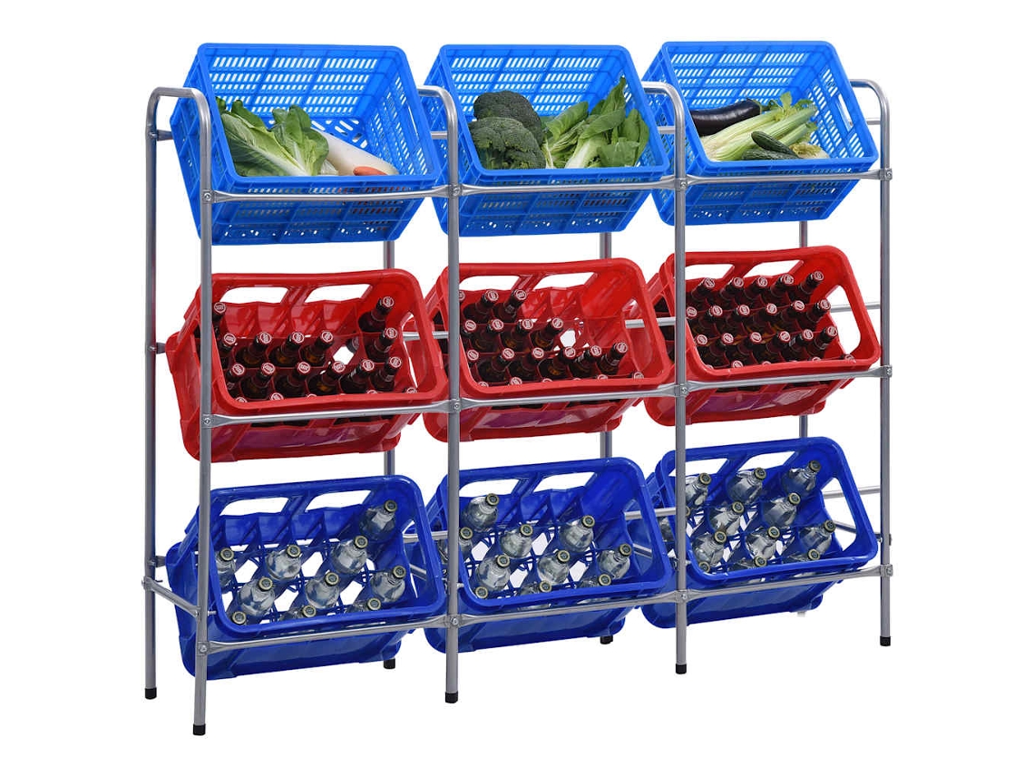 Vidaxl Prateleira Para 9 Caixas 145x33x116 Cm Aço Prateado