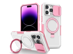 Capa Zruxe Compativel Com Iphone 14 Pro Max (sliding Camshield - Magsafe - Tpu Hybrid Pc - Rosa - Branco)
