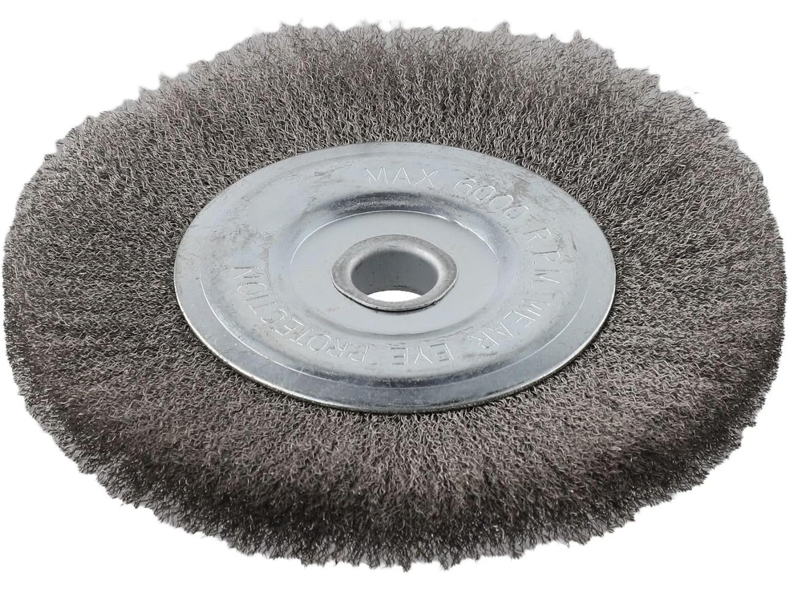 Escova De Aço Inoxidável 6 Polegadas Com Fio Ondulado E Furo Montagem 16mm Para Remoção Ferrugem Polimento Fino