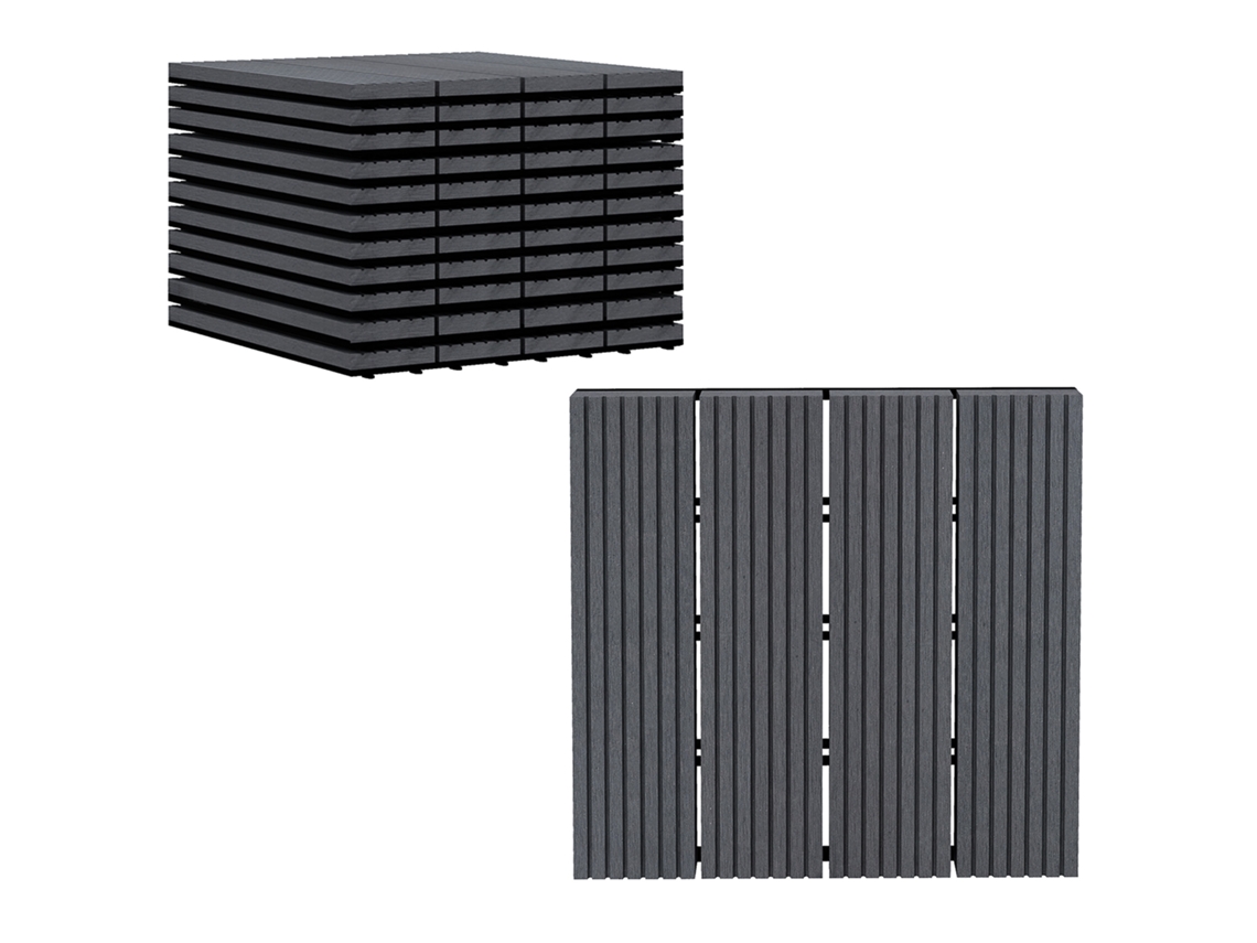 Conjunto de 11 Azulejos Externos Intertravados Antiderrapantes 30x30x2,2 Cm Cinza S/MARCA
