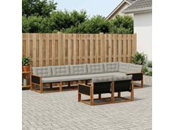 Vidaxl Conjunto De Sofás Para Exterior 8 Pcs Natural E Cinzento-claro