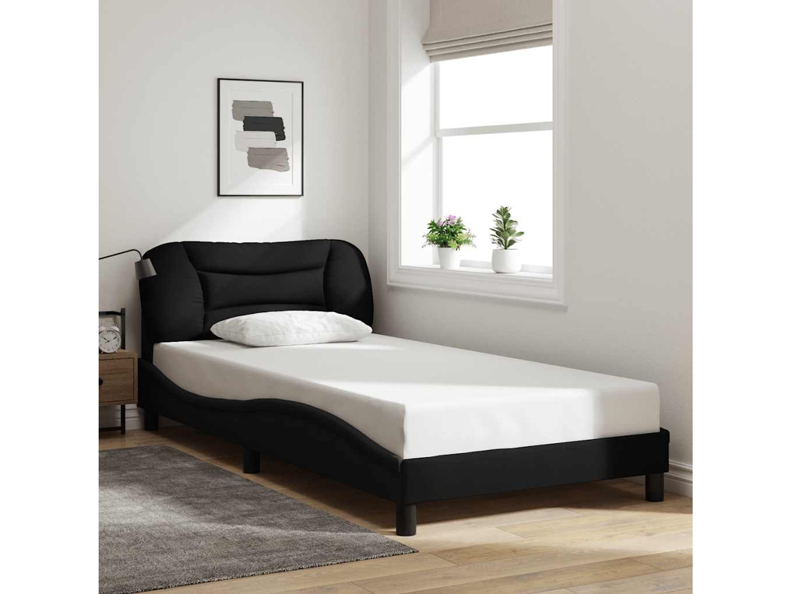 Vidaxl Estrutura De Cama Sem Colchão Hvar 100x200 Cm Tecido Preto