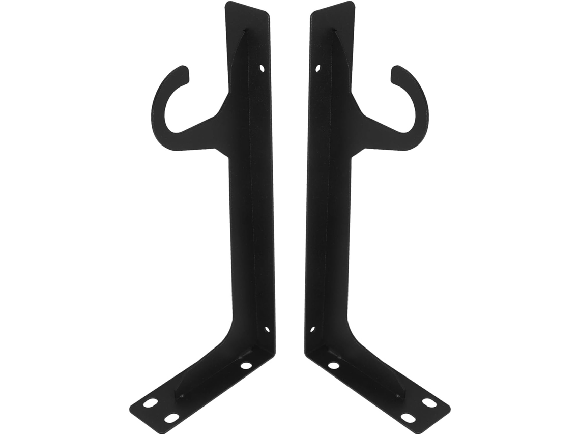 Suporte De Parede Resistente Metal Preto 30cm Com Ganchos Para Varão Armário, Ideal Para Prateleiras E Cabideiros