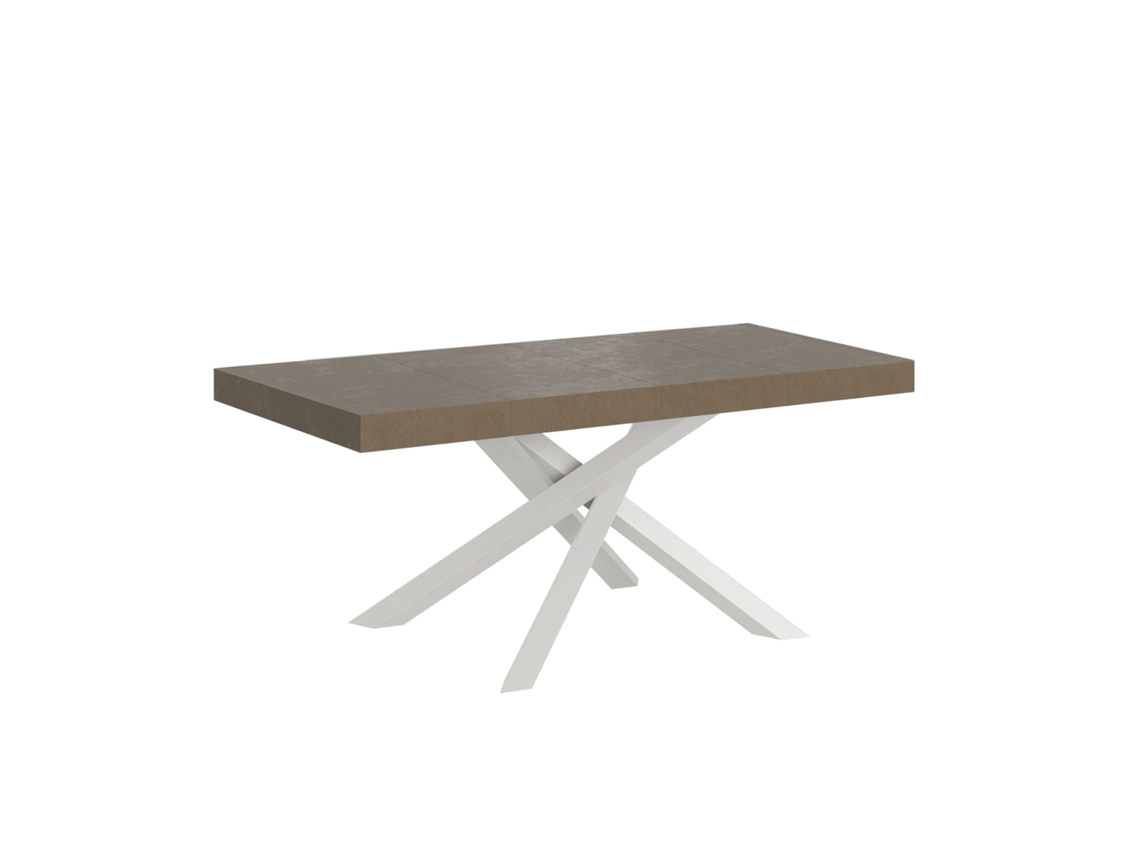 Mesa Extensível Volantis Premium Cinza Pomba 120/224x90 Cm Com Pés Brancos Itamoby