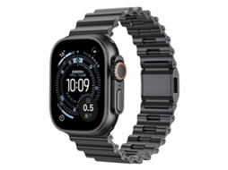 Bracelete para Apple Watch 46/49/45/44mm Aço Inoxidável com Fivela Magnética Ocean Wave Cinza Titânio XIAOMOYU