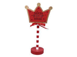Decoração natal pare aqui com led topo de árvore santa metal madeira maciça 15.5x8.5x30.5cm S/MARCA