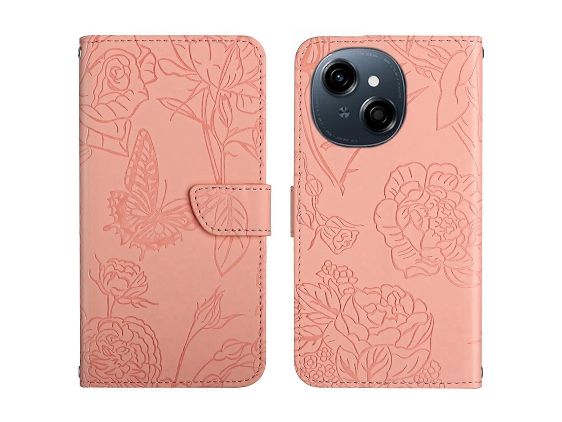 Capa De Celular De Couro Com Estampa De Borboleta E Toque De Pele