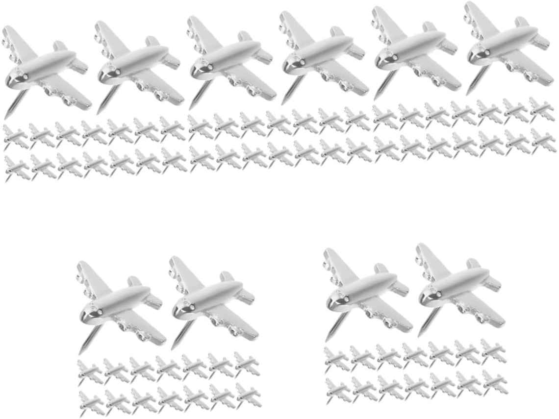 Conjunto De 120 Alfinetes Metálicos Em Formato Avião Para Murais,