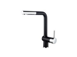 Misturador De Cozinha Rousseau Matsouko Com Chuveirinho Cromado Cinza E Preto Aquaforge